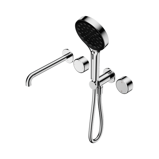 SERENITY PROGRESSIVE SHOWER SYSTEM WITH SPOUT WITH METAL HANDLE AND SERENITY HAND SHOWER CHROME