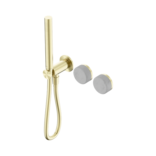 SERENITY PROGRESSIVE SHOWER SYSTEM WITH CARRARA HANDLE AND SLIM SHOWER BRUSHED GOLD
