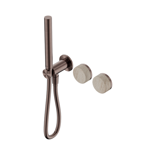 SERENITY PROGRESSIVE SHOWER SYSTEM WITH ROME TRAVERTINE HANDLE AND SLIM SHOWER BRUSHED BRONZE