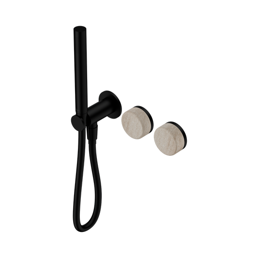 SERENITY PROGRESSIVE SHOWER SYSTEM WITH ROME TRAVERTINE HANDLE AND SLIM SHOWER MATTE BLACK