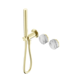 SERENITY PROGRESSIVE SHOWER SYSTEM WITH ARABESCATO CORCHIA HANDLE AND SLIM SHOWER BRUSHED GOLD