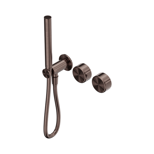SERENITY PROGRESSIVE SHOWER SYSTEM WITH METAL HANDLE AND SLIM SHOWER BRUSHED BRONZE