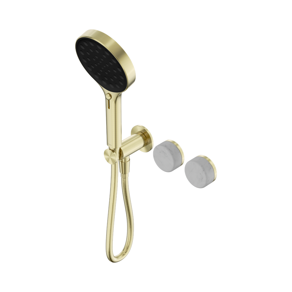 SERENITY PROGRESSIVE SHOWER SYSTEM WITH CARRARA HANDLE AND SERENITY HAND SHOWER BRUSHED GOLD