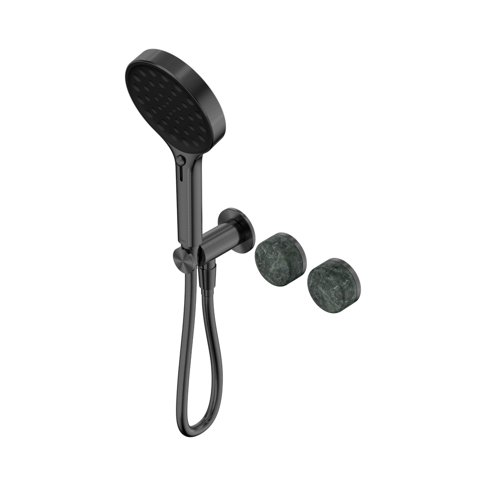 SERENITY PROGRESSIVE SHOWER SYSTEM WITH VERDE ALPI HANDLE AND SERENITY HAND SHOWER GUN METAL