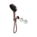 SERENITY PROGRESSIVE SHOWER SYSTEM WITH ARABESCATO CORCHIA HANDLE AND SERENITY HAND SHOWER BRUSHED BRONZE