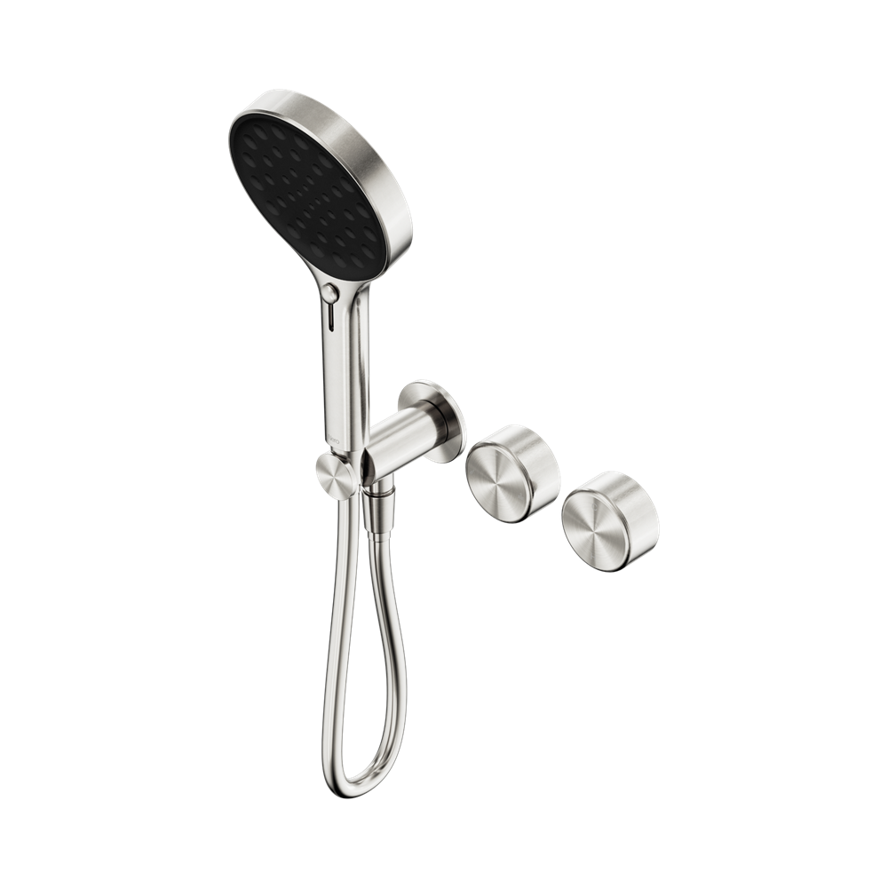 SERENITY PROGRESSIVE SHOWER SYSTEM WITH METAL HANDLE AND SERENITY HAND SHOWER BRUSHED NICKEL