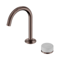 SERENITY PROGRESSIVE BASIN MIXER ARC SPOUT WITH CARRARA HANDLE BRUSHED BRONZE