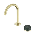 SERENITY PROGRESSIVE BASIN MIXER ARC SPOUT WITH VERDE ALPI HANDLE BRUSHED GOLD
