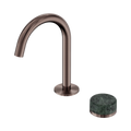 SERENITY PROGRESSIVE BASIN MIXER ARC SPOUT WITH VERDE ALPI HANDLE BRUSHED BRONZE