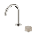 SERENITY PROGRESSIVE BASIN MIXER ARC SPOUT WITH ROME TRAVERTINE HANDLE BRUSHED NICKEL