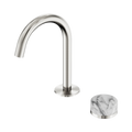 SERENITY PROGRESSIVE BASIN MIXER ARC SPOUT WITH ARABESCATO CORCHIA HANDLE BRUSHED NICKEL