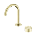 SERENITY PROGRESSIVE BASIN MIXER ARC SPOUT WITH METAL HANDLE BRUSHED GOLD