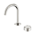 SERENITY PROGRESSIVE BASIN MIXER ARC SPOUT WITH METAL HANDLE BRUSHED NICKEL