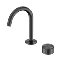 SERENITY PROGRESSIVE BASIN MIXER ARC SPOUT WITH METAL HANDLE GUN METAL