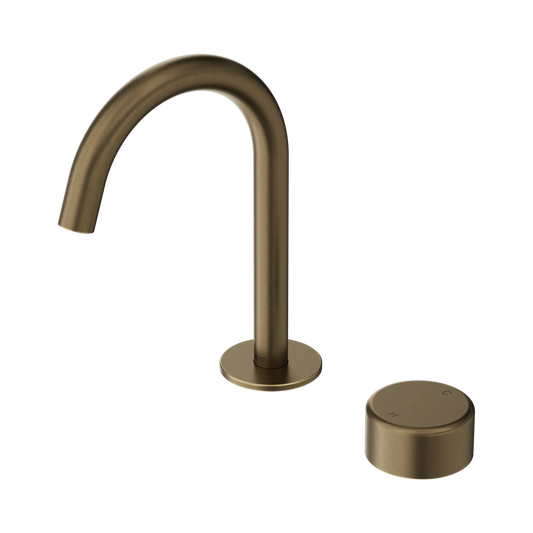 Serenity Progressive Basin Mixer Arc Spout With Metal Handle Tumbled Antique Brass