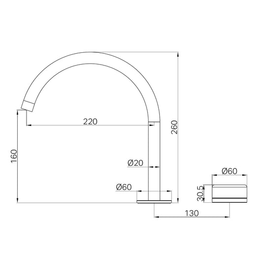 SERENITY PROGRESSIVE BATH/KITCHEN MIXER ARC SPOUT WITH CARRARA HANDLE MATTE BLACK
