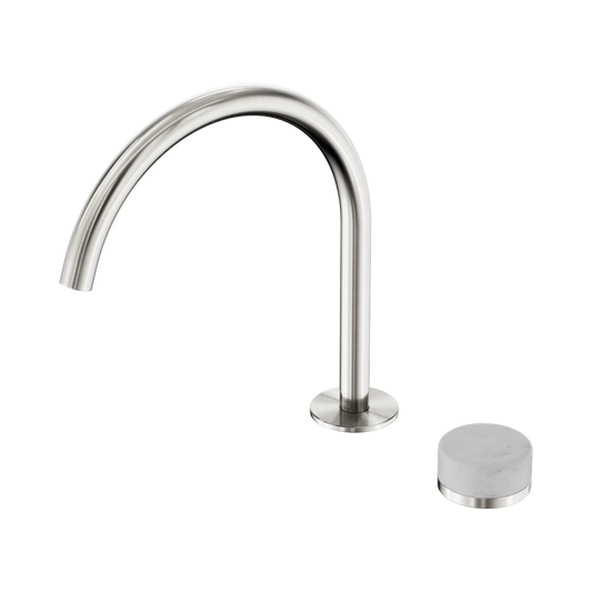 SERENITY PROGRESSIVE BATH/KITCHEN MIXER ARC SPOUT WITH CARRARA HANDLE BRUSHED NICKEL