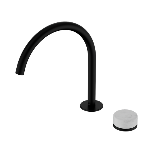 SERENITY PROGRESSIVE BATH/KITCHEN MIXER ARC SPOUT WITH CARRARA HANDLE MATTE BLACK