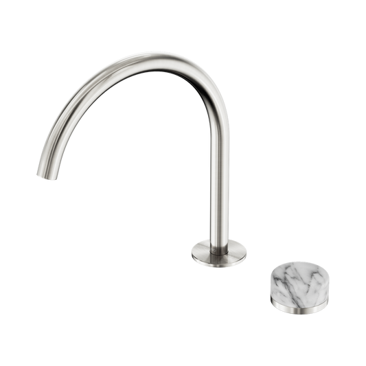 SERENITY PROGRESSIVE BATH/KITCHEN MIXER ARC SPOUT WITH ARABESCATO CORCHIA HANDLE BRUSHED NICKEL