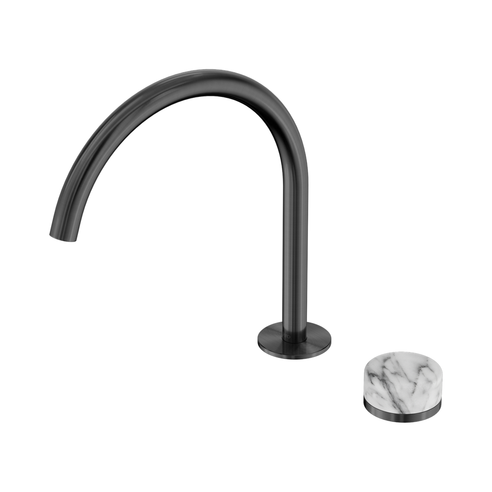 SERENITY PROGRESSIVE BATH/KITCHEN MIXER ARC SPOUT WITH ARABESCATO CORCHIA HANDLE GUN METAL