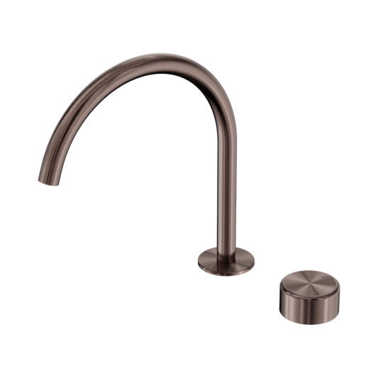 SERENITY PROGRESSIVE BATH/KITCHEN MIXER ARC SPOUT WITH METAL HANDLE BRUSHED BRONZE