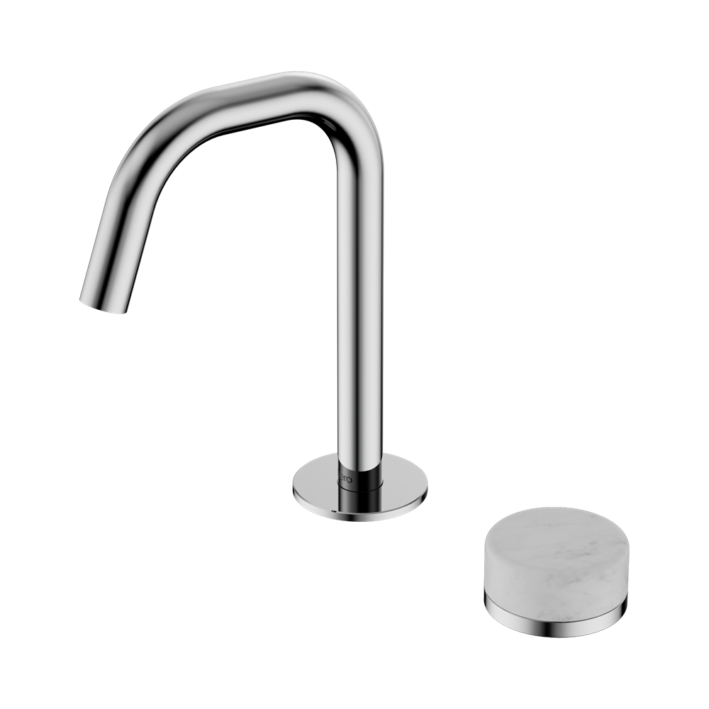 SERENITY PROGRESSIVE BASIN MIXER EDGE SPOUT WITH CARRARA HANDLE CHROME