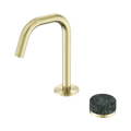 SERENITY PROGRESSIVE BASIN MIXER EDGE SPOUT WITH VERDE ALPI HANDLE BRUSHED GOLD