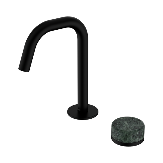 SERENITY PROGRESSIVE BASIN MIXER EDGE SPOUT WITH VERDE ALPI HANDLE MATTE BLACK