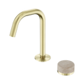 SERENITY PROGRESSIVE BASIN MIXER EDGE SPOUT WITH ROME TRAVERTINE HANDLE BRUSHED GOLD