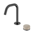 SERENITY PROGRESSIVE BASIN MIXER EDGE SPOUT WITH ROME TRAVERTINE HANDLE GUN METAL