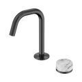 SERENITY PROGRESSIVE BASIN MIXER EDGE SPOUT WITH ARABESCATO CORCHIA HANDLE GUN METAL