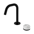 SERENITY PROGRESSIVE BASIN MIXER EDGE SPOUT WITH ARABESCATO CORCHIA HANDLE MATTE BLACK