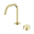 SERENITY PROGRESSIVE BASIN MIXER EDGE SPOUT WITH METAL HANDLE BRUSHED GOLD