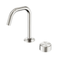 SERENITY PROGRESSIVE BASIN MIXER EDGE SPOUT WITH METAL HANDLE BRUSHED NICKEL