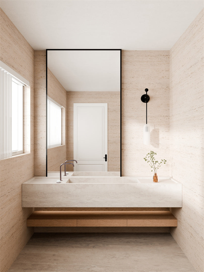 SERENITY PROGRESSIVE BATH/KITCHEN MIXER EDGE SPOUT WITH CARRARA HANDLE BRUSHED BRONZE