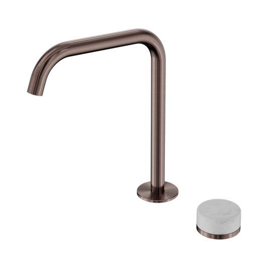 SERENITY PROGRESSIVE BATH/KITCHEN MIXER EDGE SPOUT WITH CARRARA HANDLE BRUSHED BRONZE