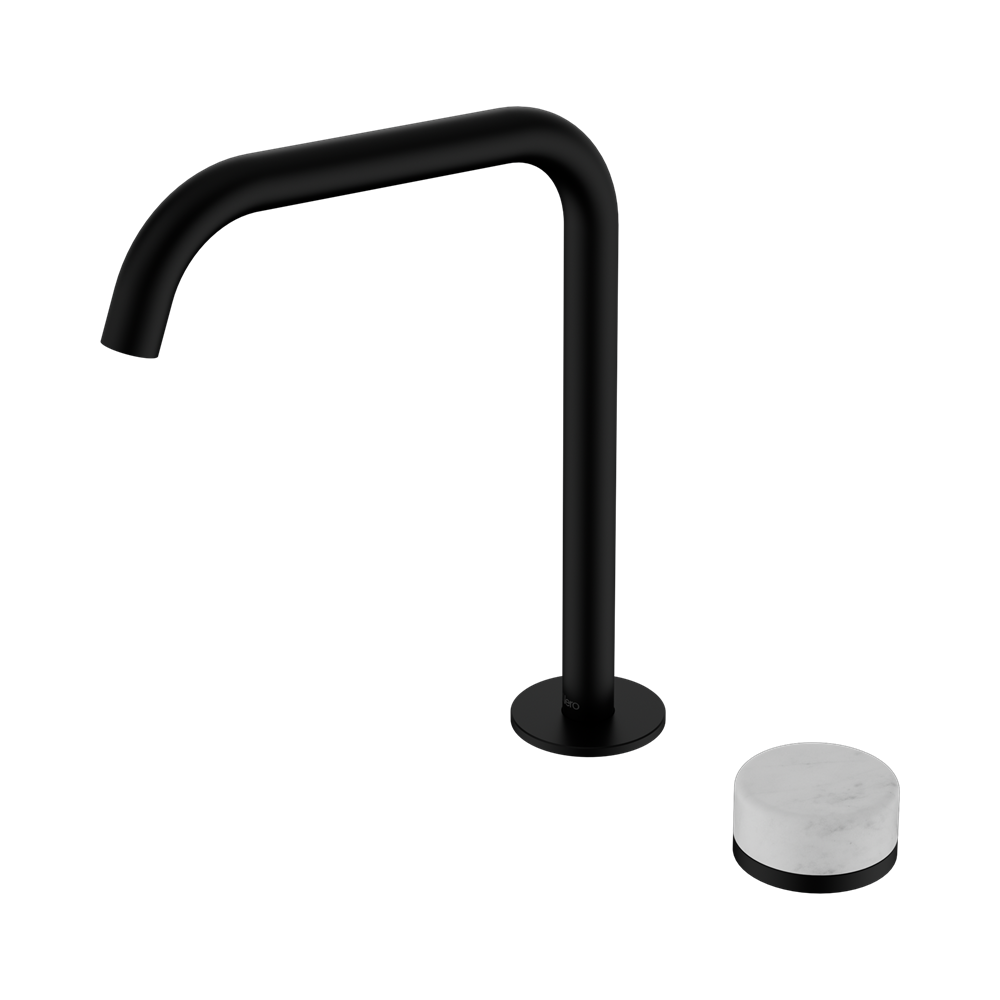 SERENITY PROGRESSIVE BATH/KITCHEN MIXER EDGE SPOUT WITH CARRARA HANDLE MATTE BLACK