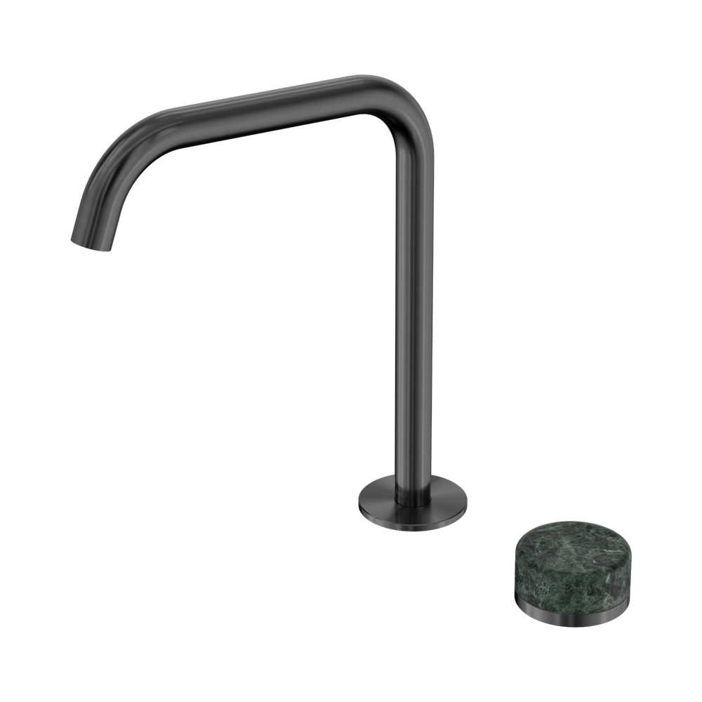 SERENITY PROGRESSIVE BATH/KITCHEN MIXER EDGE SPOUT WITH VERDE ALPI HANDLE GUN METAL