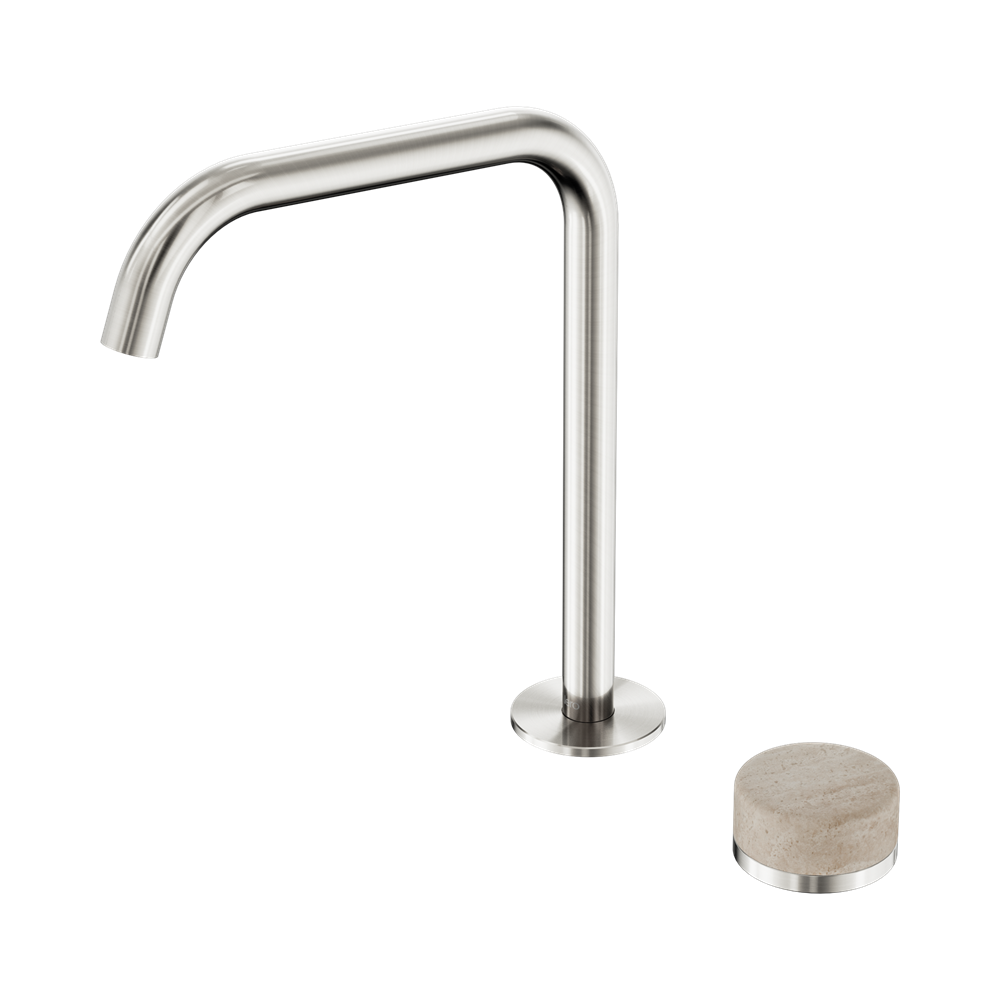 SERENITY PROGRESSIVE BATH/KITCHEN MIXER EDGE SPOUT WITH ROME TRAVERTINE HANDLE BRUSHED NICKEL