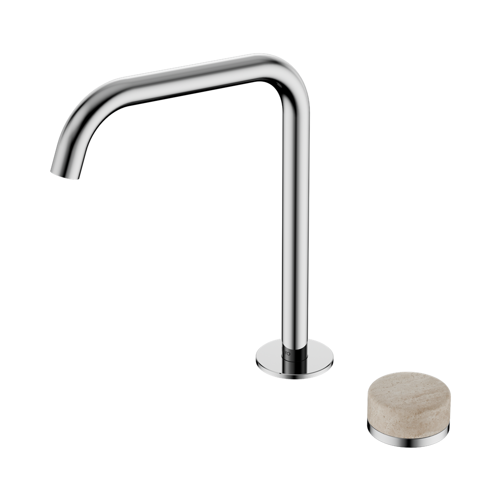 SERENITY PROGRESSIVE BATH/KITCHEN MIXER EDGE SPOUT WITH ROME TRAVERTINE HANDLE CHROME