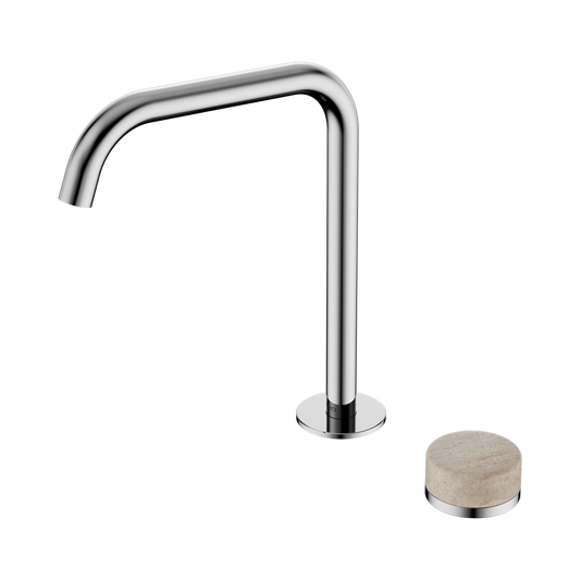 SERENITY PROGRESSIVE BATH/KITCHEN MIXER EDGE SPOUT WITH ROME TRAVERTINE HANDLE CHROME
