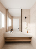 SERENITY PROGRESSIVE BATH/KITCHEN MIXER EDGE SPOUT WITH ROME TRAVERTINE HANDLE MATTE BLACK