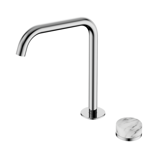 SERENITY PROGRESSIVE BATH/KITCHEN MIXER EDGE SPOUT WITH ARABESCATO CORCHIA HANDLE CHROME