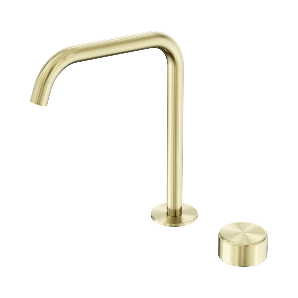 SERENITY PROGRESSIVE BATH/KITCHEN MIXER EDGE SPOUT WITH METAL HANDLE BRUSHED GOLD
