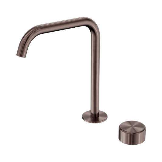 SERENITY PROGRESSIVE BATH/KITCHEN MIXER EDGE SPOUT WITH METAL HANDLE BRUSHED BRONZE