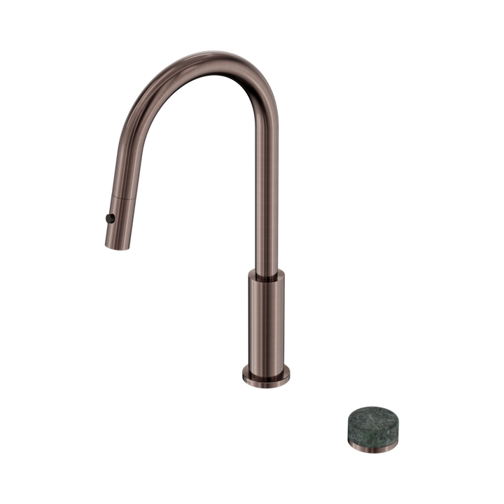 Serenity Progressive Pull Out Kitchen Set With Verde Alpi Handle Brushed Bronze — Kitchen Mixers & Taps