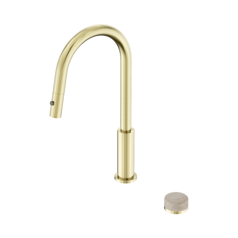 SERENITY PROGRESSIVE PULL OUT KITCHEN SET WITH ROME TRAVERTINE HANDLE BRUSHED GOLD
