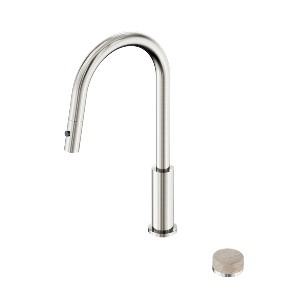 SERENITY PROGRESSIVE PULL OUT KITCHEN SET WITH ROME TRAVERTINE HANDLE BRUSHED NICKEL