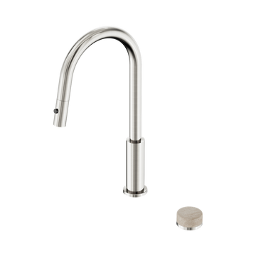 Serenity Progressive Pull Out Kitchen Set With Rome Travertine Handle Brushed Nickel — Kitchen Mixers & Taps