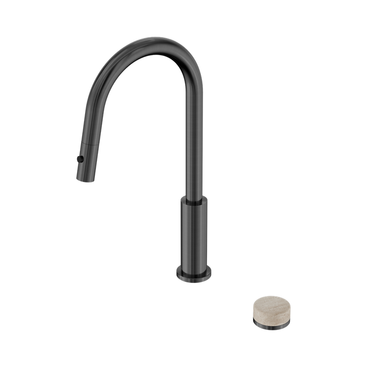 Serenity Progressive Pull Out Kitchen Set With Rome Travertine Handle Gun Metal — Gunmetal, Kitchen Mixers & Taps